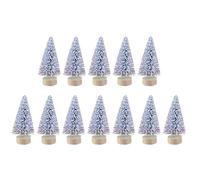 Pomurom Artificial Trees, 12 Miniature Sisal Frosted Trees with Wood Base, Trees Table Decorations, Bottle Brush Trees Desktop Ornaments for Home