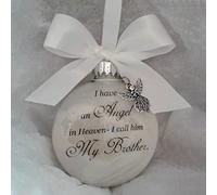 Pomurom Brother Memorial Ornaments, With Hand-tied White Satin Bow, Angels In Heaven Memorial Pendant, Tree Memorial Hanging Pendant for Brother, Tree Baubles Decorations
