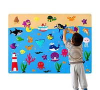 Pomurom Children's Teaching Felt Board, 105cm Felt Daily Calendar for Kids, Animals Fuzzy Felt Story Board Set, Storytelling Board Game, Preschool Educational Interactive Toy for Boys Girls