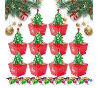 Pomurom Christmas Candy Box 10-Piece,Christmas Tree Box 3D - Portable Decoration Bag for Snack Storage Halloween Easter Valentines Birthday Family