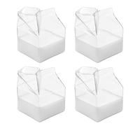 Pomurom Glass Milk Carton Cup, 1/2/4 Pieces 350ml Glass Milk Carton Creamer Pitcher, Cocktail Glass, Reusable Clear Glass Mug Jug for Milk Coffee Water Juice Beverages Cocktail Wine