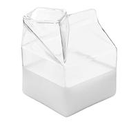 Pomurom Glass Milk Carton Cup, 1/2/4 Pieces 350ml Glass Milk Carton Creamer Pitcher, Cocktail Glass, Reusable Clear Glass Mug Jug for Milk Coffee Water Juice Beverages Cocktail Wine