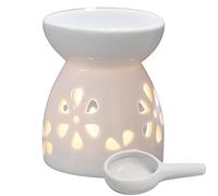 Pomurom Oil Burner Ceramic, Wax Melt Burner with Candle Spoon, Aromatherapy Candle Burner White, Ceramic Oil Diffuser Burner, Tea Light Wax Burner Holder, Home Bedroom Decor Housewarming