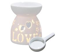 Pomurom Oil Burner Ceramic, Wax Melt Burner with Candle Spoon, Aromatherapy Candle Burner White, Ceramic Oil Diffuser Burner, Tea Light Wax Burner Holder, Home Bedroom Decor Housewarming