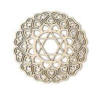 Pomurom Wooden Heart Cha-kra Wall Decor, 28CM Crystal Grid Board Hanging Sacred Geometry Wall Art Spiritual Symbol Wall Sculpture for Meditation Yoga Spa Bedroom Living Room Home Decoration
