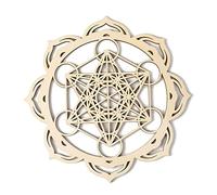 Pomurom Wooden Metatron's Cube Wall Decor, 28CM Crystal Grid Board Hanging Sacred Geometry Wall Art Spiritual Symbol Wall Sculpture for Meditation Yoga Spa Bedroom Living Room Home Decoration