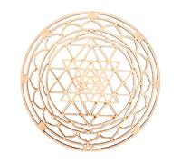 Pomurom Wooden Sri Yantra Wall Decor, 30CM Crystal Grid Board Wooden, Hanging Sacred Geometry Wood Wall Art Spiritual Home Decor For Yoga/Meditation, Decoration For Home Bedroom Living Room