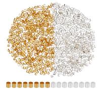 PONABEADIY 1 Box 1000PCS 2MM Brass Tube Crimp Beads Silver Gold Crimping Metal Cylinder Tubes Shaped Column Stoppers Ends Spacer Loose Bead Bulk for Jewellery String Bracelets Accessories DIY Crafts