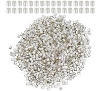 PONABEADIY 1 Box 1000PCS 2MM Silver Brass Tube Crimp Beads Crimping Metal Cylinder Tubes Shaped Column Stoppers Ends Spacer Loose Bead Bulk for Jewellery String Bracelets Accessories DIY Crafts Supply