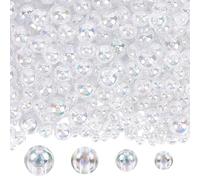 PONABEADIY 1 Box 1000PCS 4 Sizes AB colour Clear Acrylic Round Beads with Holes Bubble Assorted Size Shiny Transparent Spacer Loose Bead Bulk for Jewellery Making Bracelets Necklaces Diy Craft