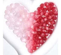 PONABEADIY 1 Box 100PCS 10MM UV Sensitive Cat Eye Beads with Hole Transparent Changes Red Resin Round Color Changing Reactive Loose Spacer Bead Bulk for Jewellery Making Bracelet Earrings DIY Crafts
