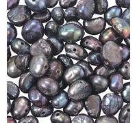 PONABEADIY 1 Box 100PCS Black Baroque Freshwater Natural Genuine Pearl Beads with Holes Irregular Cultured Spacer Summer Loose Pearls Bead Bulk for Jewellery Making Necklace Earring Diy Craft Supplies