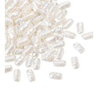 PONABEADIY 1 Box 100PCS Ivory Baroque Rectangle flat Large Hole Pearls Loose Plastic Faux Imitation Irregular Summer Artificial Pearl Beads Bulk for Jewellery Making Necklace Bracelet Diy Craft Supply