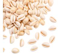 PONABEADIY 1 Box 100PCS Natural Cowrie Shells Beads with Hole Summer Hawaii Beach Open Back Spiral Oval Real Shell Charms Loose Seashell Bead for Jewellery Making Bracelets Decor Diy Crafts Supply
