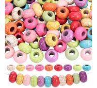 PONABEADIY 1 Box 100PCS Natural Turquoise European Beads with Large Hole Abacus Stone Rondelle Gemstone Colourful Energy Loose Spacer Bead Bulk for Jewellery Making Bracelets Necklace Hair DIY Crafts
