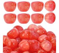 PONABEADIY 1 Box 100PCS Red Apples Beads with Hole Summer Resin 3D Glitter Powders Fruit Smooth Opaque Fruits Spacer Loose Bead Charms Bulk for Jewellery Making Bracelets Necklace DIY Crafts