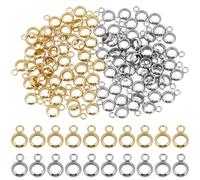 PONABEADIY 1 Box 100PCS Ring Bail Beads with Loop 201 Stainless Steel Silver Golden Spacer Hanger Metal Loose Spacers Bead Bulk for Dangle Jewellery Making Necklace Bracelet Earrings DIY Crafts Supply