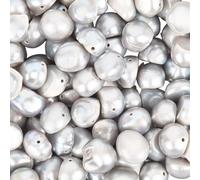 PONABEADIY 1 Box 100PCS Silver Grey Natural Baroque Genuine Real Pearl Beads with Holes Irregular Freshwater Cultured Spacer Loose Pearls Bulk for Jewellery Making Bracelets Necklaces Diy Craft Supply
