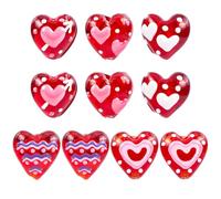 PONABEADIY 1 Box 10PCS Red Heart Shaped Lampwork Glass Beads with Holes Love Hearts Valentine Mother Father Day Crystal Loose Spacer Charms Bead for Jewellery Making Bracelets Necklace Diy Craft