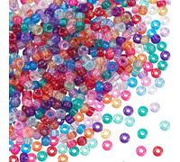 PONABEADIY 1 Box 1100PCS Multi Colored Glitter Pony Beads Mix 6x9mm Sparkly Plastic Transparent Large Hole Kandi Spacer Loose Bead Bulk for Jewellery Making Hair Braids Party Decoration DIY Crafts