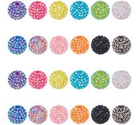 PONABEADIY 1 Box 12 Colors 20MM Resin Rhinestone Beads with Hole Acrylic Round Chunky Bubble Sparkly Bubblegum Charms Loose Spacer Bead for Jewellery Making Bracelets Necklace Beadable Pens DIY Crafts