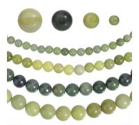 PONABEADIY 1 Box 120pcs 4 Styles Round Jade Beads Chinese Green Stone Crystal Gemstone Southern Jadestone Polished Loose Spacer Bead Charm Bulk for Jewellery Making Bracelets Necklaces Diy Craft