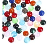 PONABEADIY 1 Box 120PCS 8MM Resin Beads with Hole Imitation Cat Eye Assorted Cats Eyes Transparent Smooth Shiny Mixed colour Spacer Loose Bead Bulk for Jewellery Making Necklace Bracelet Diy Craft