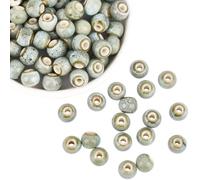 PONABEADIY 1 Box 120PCS Blue Ceramic Beads with Hole Handmade Porcelain Round Chinese Vintage Leopard Print Glazed Loose Spacer Bead Bulk for Jewellery Making Bracelets Necklaces Earrings DIY Crafts