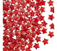 PONABEADIY 1 Box 120Pcs Red Star Glass Beads with Holes Crystal Lampwork Pentagram Shiny Gold Sand Loose Spacer Charm Bead Bulk for Jewellery Making Earrings Bracelets Necklaces Decor DIY Craft Supply