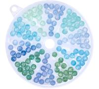 PONABEADIY 1 Box 125PCS 5 colours 8MM Resin UV Reactive Beads with Hole Blue Green colour Changing Round Glitter Powders Sunlight Change Spacer Bead for Jewellery Making Bracelets Necklace DIY Crafts