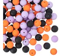 PONABEADIY 1 Box 14MM 100PCS Mix colours Matte Beads with Holes Imitate Silicone Round Candy colour bubblegum Spacer Bead for Jewellery Making Earrings Bracelet Necklace Halloween Decor DIY Craft