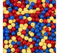 PONABEADIY 1 Box 1500PCS 6MM Red Blue Yellow Opaque Round Acrylic Ball Beads with Holes Easter Spacer Small Plastic Smooth Loose Charms Bead for Jewellery Making Bracelets Earrings Diy Craft Supply
