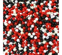 PONABEADIY 1 Box 1500PCS Red Black White Assorted Acrylic Round Beads with Holes Bubble Gum Small Mixed colour Opaque Gumball Plastic Loose Bead for Jewellery Making Bracelet Earring Diy Craft Supply