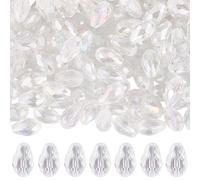PONABEADIY 1 Box 150PCS Crystal Teardrop Glass Beads with Hole Faceted Transparent Sparkly Clear AB Colour Plated Loose Spacer Bead Bulk for Jewellery Making Bracelets Necklace Earrings Diy Crafts