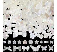 PONABEADIY 1 Box 160PCS Acrylic Clear Bead Kit with Hole Transparent Heart Star Flower Butterfly Bowknot Ab colour Cute Kawaii Plastic Spacer Beads for Jewellery Making Necklace Bracelet Diy Craft