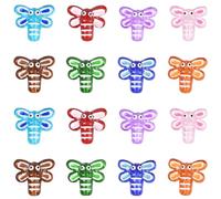 PONABEADIY 1 Box 16PCS 8 Styles Dragonfly Lampwork Beads with Holes Handmade Mixed colour Insect Glass Spacer Loose Flying Animals Bead Bulk for Jewellery Making Necklaces Bracelets Diy Craft Supplies