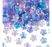PONABEADIY 1 Box 180PCS Acrylic Bead Caps with Hole 5 Petal Flower Purple Floral Charms Resin Golden Edge Finding Ends Spacer Beads Cap for Jewellery Making Bracelets Necklace Earrings Diy Crafts