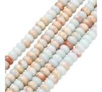 PONABEADIY 1 Box 190pcs 4mm Light Green Jasper Beads Aqua Disk Synthetic Imperial Stone Rondelle Dyed Abacus Gemston Loose Spacer Bead Bulk for Jewellery Making Bracelets Necklaces Diy Craft Supply