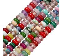 PONABEADIY 1 Box 190PCS 4MM Natural Jade Rondelle Stone Beads with Holes Mixed colour Gemstone Crystal Energy Power Spacer Looses Bead Bulk for Jewellery Making Necklace Bracelet Diy Crafts Supplies