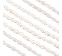 PONABEADIY 1 Box 2 Strands 10OPCS White Rice Shaped Pearls Bead with Holes Oval Freshwater Natural Cultured Irregular Spacer Genuine Pearl Beads for Jewellery Making Bracelet Necklace Diy Craft Supply