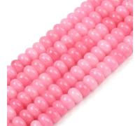 PONABEADIY 1 Box 2 Strands 126PCS 6MM Natural White Jade Beads with Hole Abacus Pink Dyed Rondelle Gemstone Flat Round Stone Bead for Jewellery Making Energy Power Crystal Chakra Reiki DIY Crafts