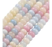PONABEADIY 1 Box 2 Strands 148PCS 8MM Natural White Jade Beads with Hole Gemstone Rondelle Dyed Colourful Abacus Flat Stone Loose Bead for Jewellery Making Energy Power Crystal Chakra Reiki DIY Crafts