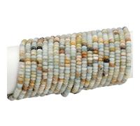PONABEADIY 1 Box 2 Strands 336PCS 4MM Natural Flower Amazonite Stone Beads Strands with Hole Rondelle Abacus Gemstone Disk Energy Loose Spacer Bead Bulk for Jewellery Making Diy Bracelets Craft Supply