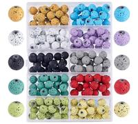PONABEADIY 1 Box 200PCS 8MM Mixed colour Lava Rock Round Beads with Holes Natural Assorted Stone Volcanic Rocks Spacer Loose Chakra Bead for Jewellery Making Essential Oil Diffuser Diy Craft Supply