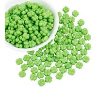 PONABEADIY 1 Box 200PCS Acrylic Green Clover Beads with Holes Four Leaf Clovers Shaped Patrick Day Opaque Faceted Shamrock Loose Spacer Bead Bulk for Jewellery Making Necklace Bracelet Diy Craft