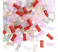 PONABEADIY 1 Box 200PCS Bamboo Joint Shaped Glass Beads with Holes Mixed colour Assorted Glitter Powders Bamboos Shape Looes Bead Charm Bulk for Jewellery Making Necklaces Bracelets Diy Craft Supplies