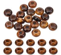 PONABEADIY 1 Box 20PCS 14mm Natural Stone Spacer Beads Tiger Eye Large Hole Rondelle Abacus European Gemstone Energy Loose Bead Bulk for Jewellery Making Necklace Bracelets Earrings Diy Crafts Supply