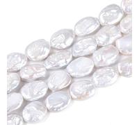 PONABEADIY 1 Box 23pcs Flat Round Pearl Beads Natural Baroque Hawaii Ocean Rectangle Freshwater Oval Undyed Pearls Sea Loose Spacer Bead Charm for Jewellery Making Necklaces Summer Diy Craft Supply