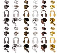 PONABEADIY 1 Box 2460PCS Crimp Beads Kit Metal Crimping Covers Wire Guardian Tube Silver Gold Bronze Brass Iron Cord End Spacer Loose Bead for Jewellery Making Necklace Bracelet DIY Craft Supplies