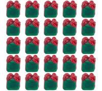 PONABEADIY 1 Box 25PCS Christmas Lampwork Beads with Hole 3D Gift Box Present Handmade Glass Green Red Charms Loose Spacer Bead Bulk for Jewellery Making Bracelets Tree Decorations Diy Crafts Supply
